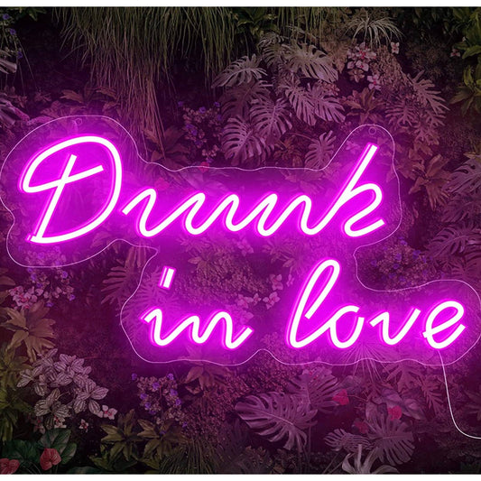 Lovely Bright Hot Pink “Drunk in Love” LED Night Light Room Wall Decoration