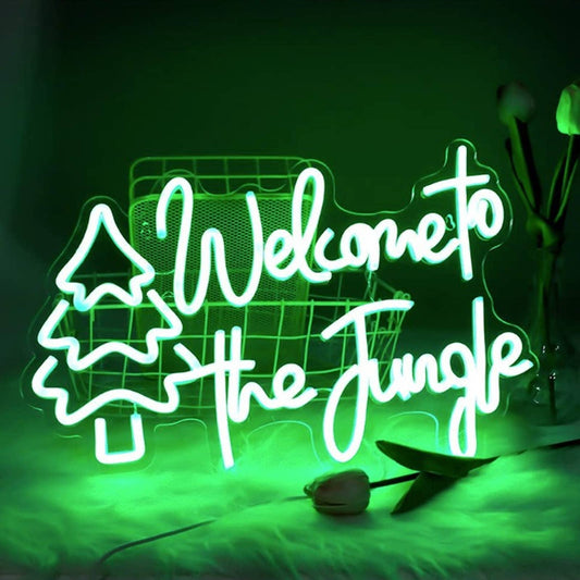 Vivid Bright Tree Green “Welcome to the Jungle” LED Night Light Room Wall Decor