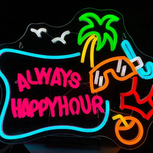 Fun Color “Always Happy Hour” Palm Tree Snorkel Coconut Bikini LED Light