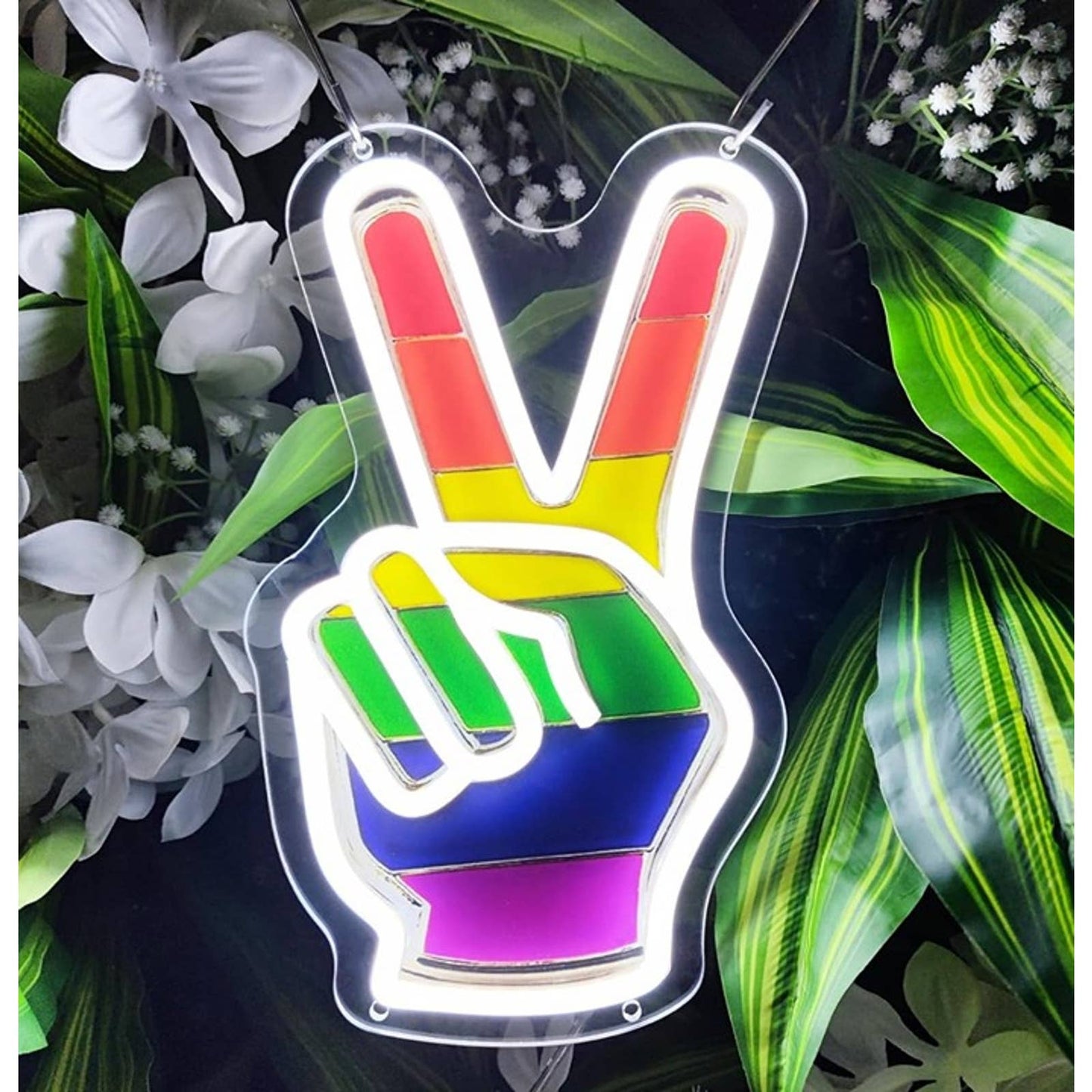 Fun Vivid Bright Rainbow Peace Hand Sign Room Wall Decoration