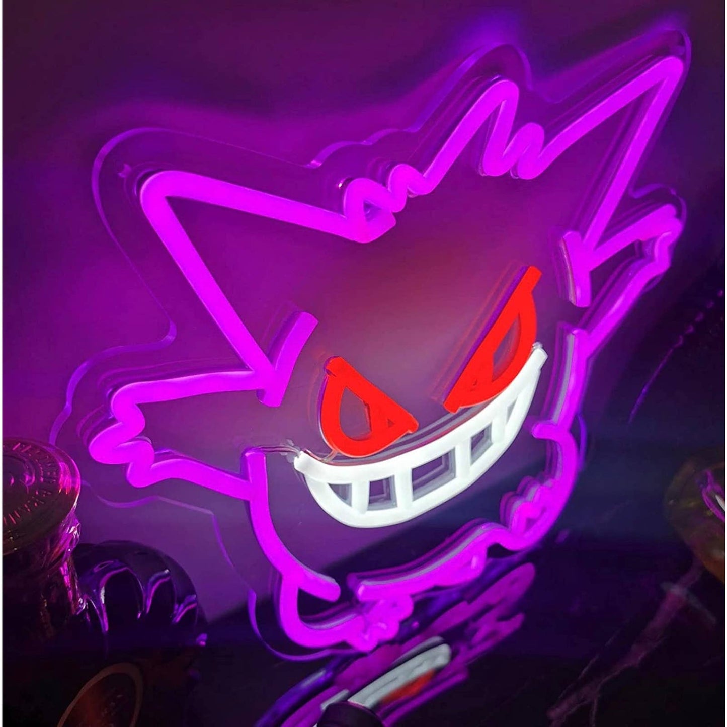 Fun Vivid Bright Purple Gengar Ghost Pokemon LED Night Light Anime Cartoon Decor