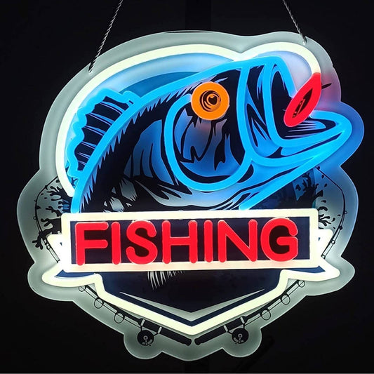 Bright Fishing Fish LED Night Light Hanging Room Wall Decoration