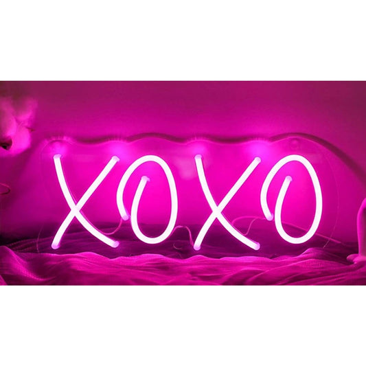 Romantic Vivid Bright Pink XOXO LED Night Light Sign Room Wall Decor