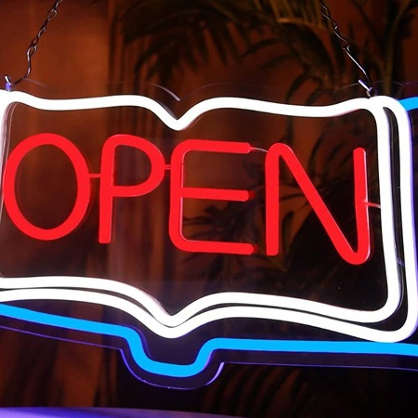 Vivid Bright Open Book LED Night Light Store Shop Sign