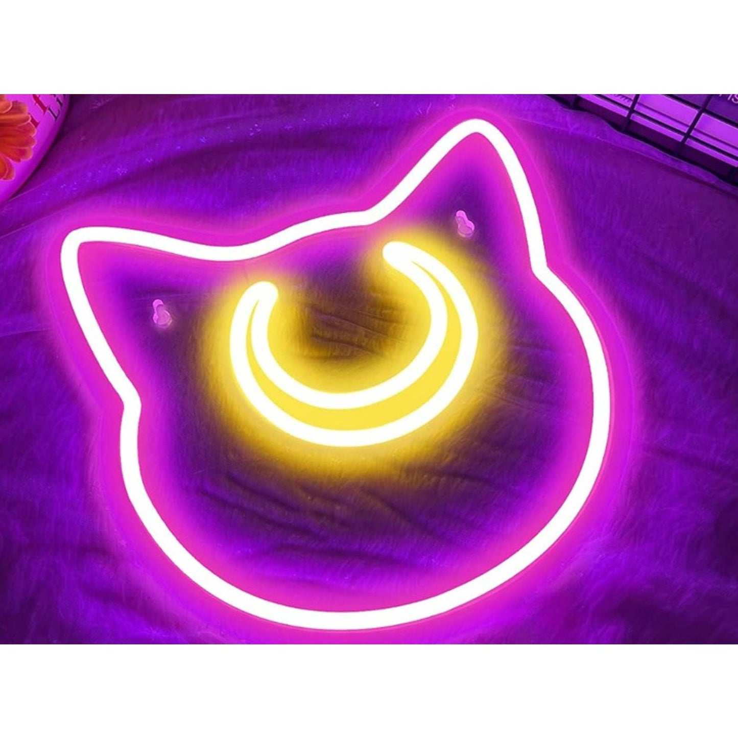 Cute Bright Pink Simple Luna Cat Sailor Moon LED Night Light Anime Decor