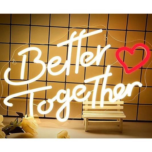 Lovely Warm Bright “Better Together” Red Heart LED Light Room Wall Decor