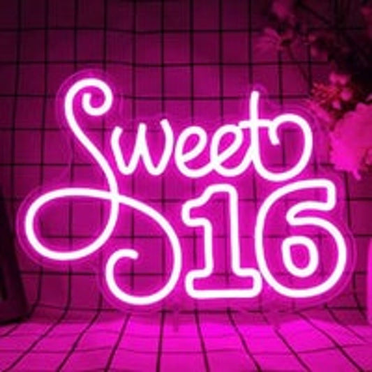 Lovely Bright Pink “Sweet 16” LED Night Light Room Wall Party Decor