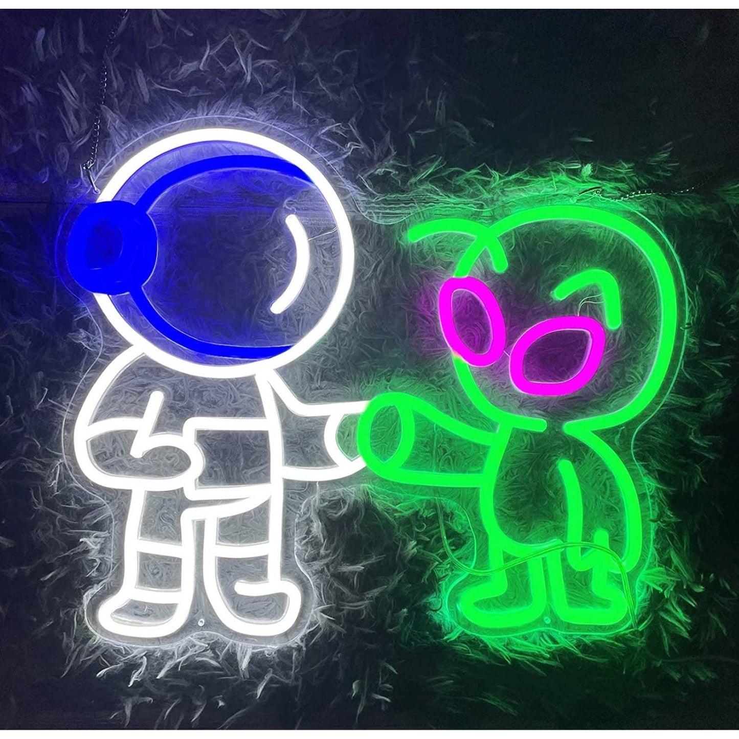 Cute Bright Baby Astronaut & Alien Friends LED Night Light Room Wall Decoration