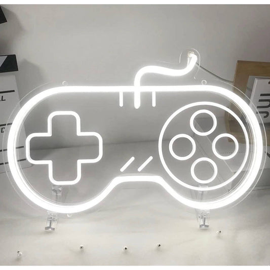 Fun Bright Cool White Gamer Game Controller LED Night Light Room Wall Decor