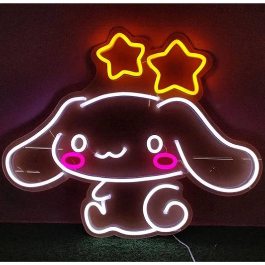 Super Cute Cinnamonroll under Stars LED Night Light Japan Anime Wall Decor
