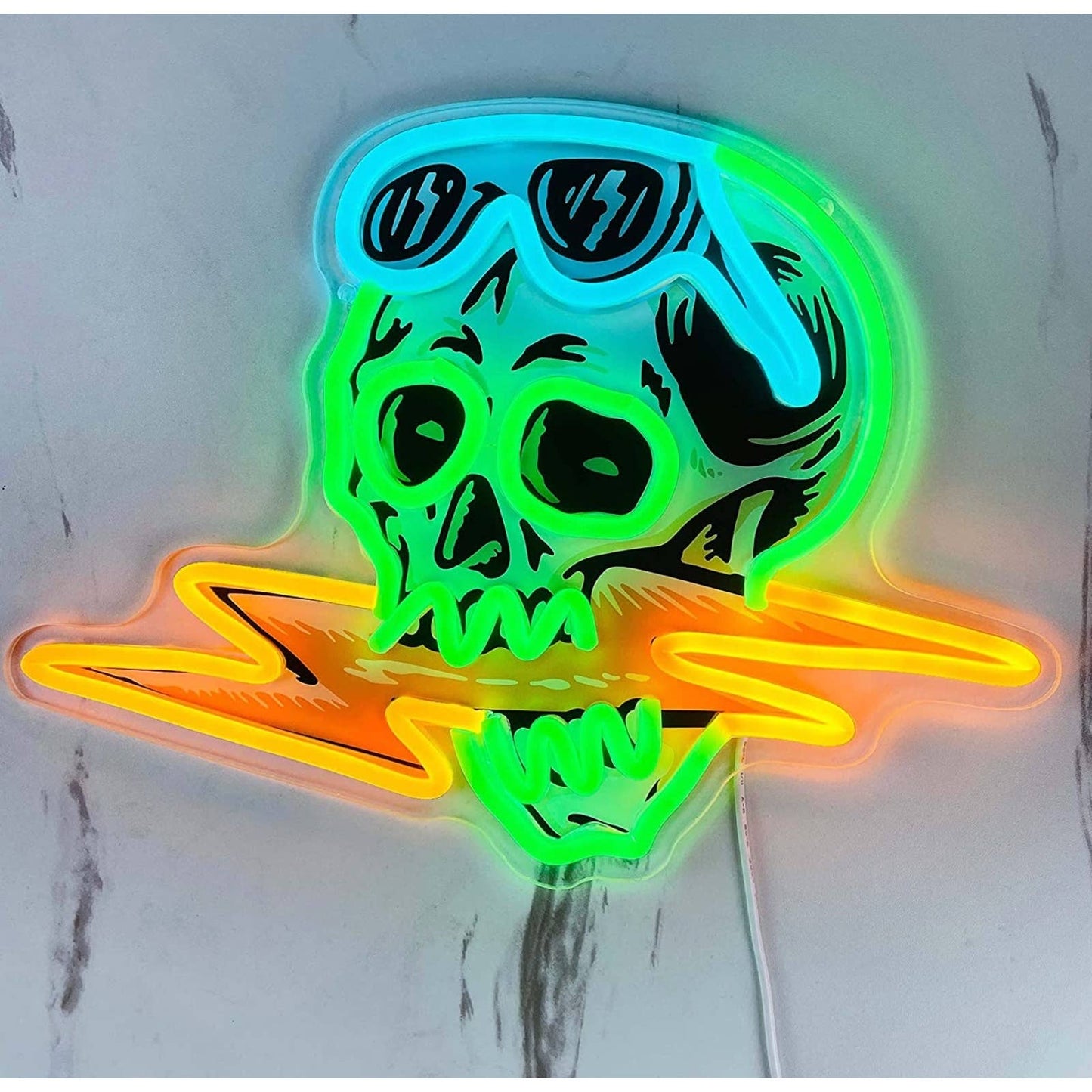 Fun Bright Green Skull Lighting Sunglasses LED Night Light Room Wall Decoration