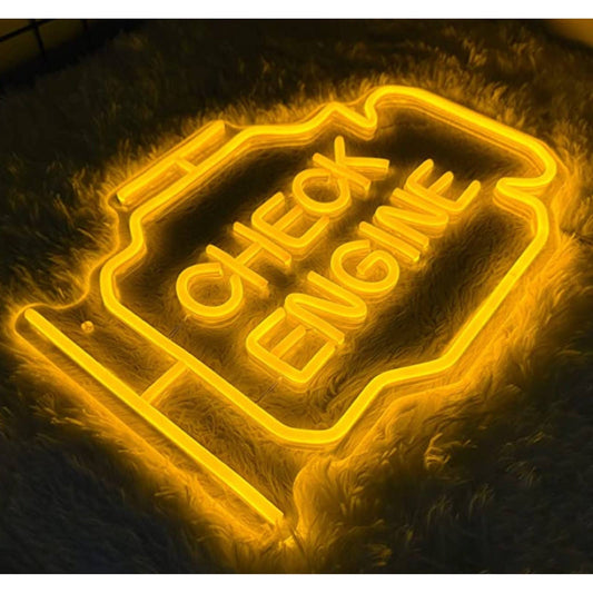 Bright Yellow Check Engine LED Light Garage Room Wall Decoration