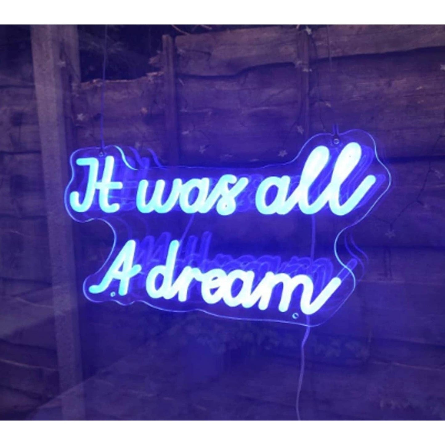 Simple Bright Blue “It was all a dream” LED Night Light Room Wall Decoration