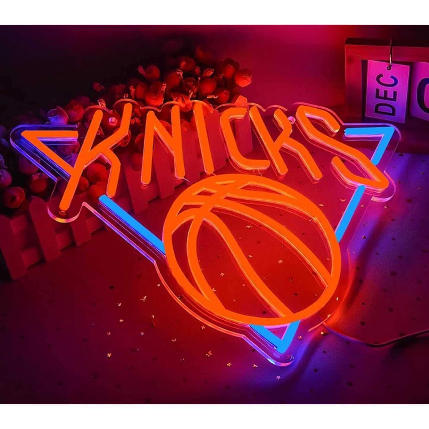 Vivid Bright New York Knicks Basketball Team Logo LED Light Wall NBA Decor