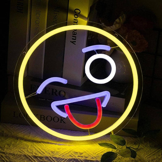 Fun Bright Silly Sticking Tonge Out Smiley Face LED Night Light Room Wall Decor