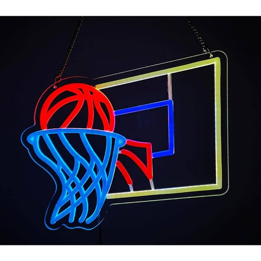 Fun Vivid Bright Basketball & Hoop LED Night Light Room Wall NBA Decor