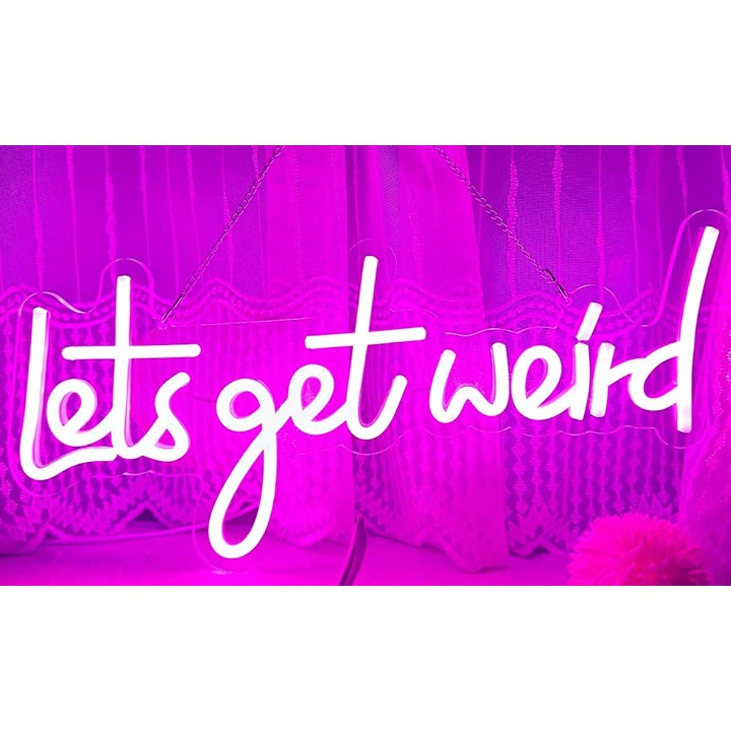 Fun Vivid Bright Pink “Let’s Get Weird” LED Night Light Room Wall Decor
