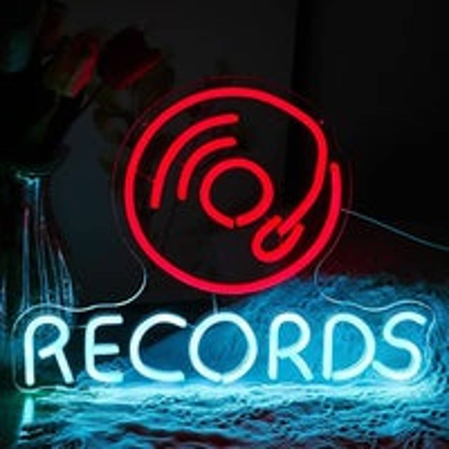 Vivid Bright Blue Music Records LED Night Light Room Wall Decoration