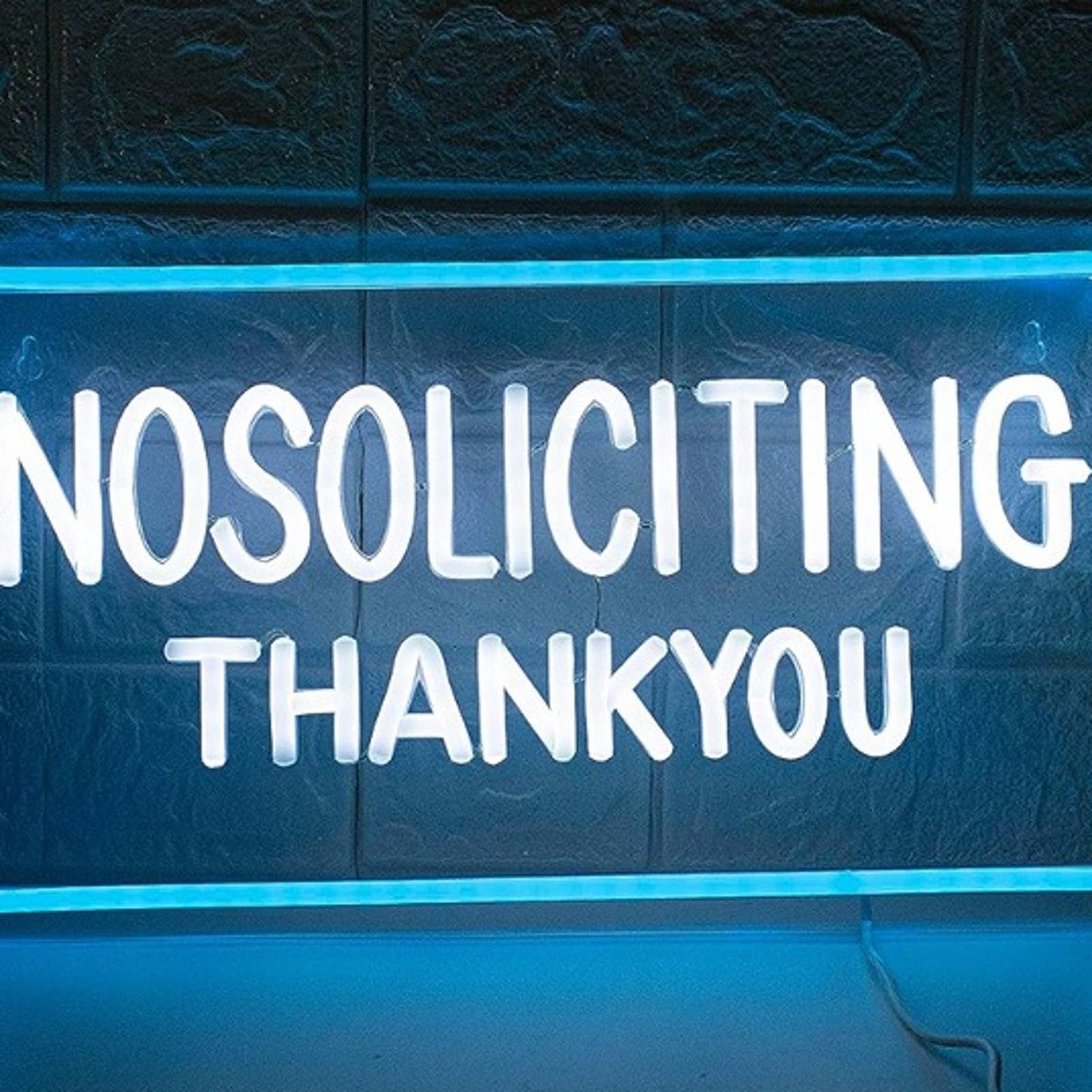Vivid Bright Blue No Soliciting Sign LED Night Light Store Shop