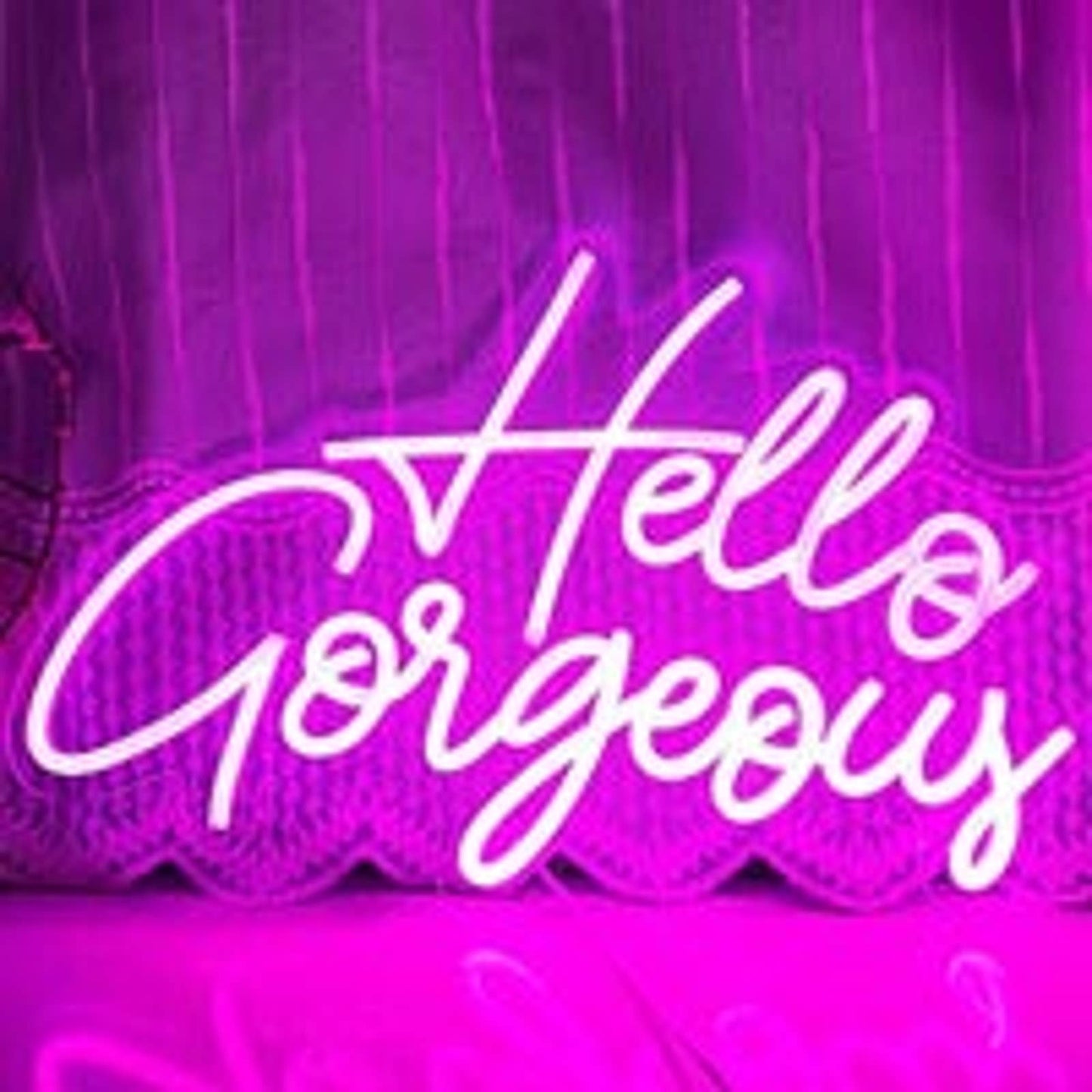 Adorable Vivid Bright Pink Hello Gorgeous LED Night Light Room Wall Decoration