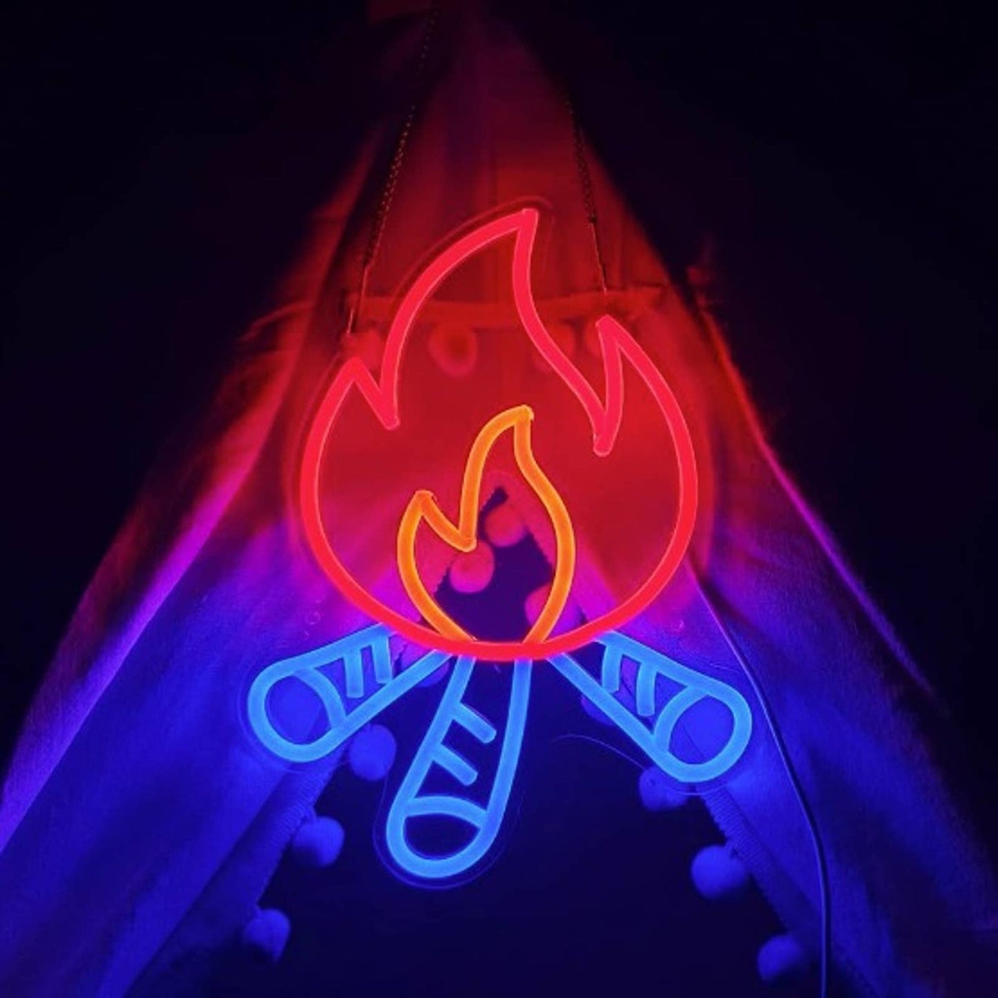 Fun Vivid Bright Red Camp Fire LED Night Light Room Wall Decoration