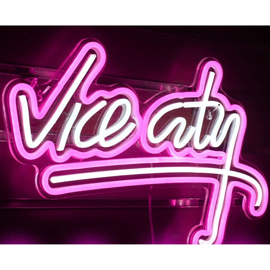 Bright Pink / White Vice City LED Night Light Room Wall Decoration