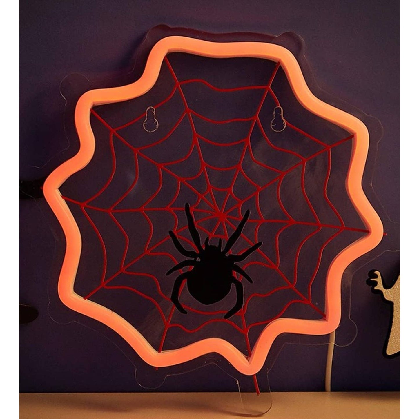Spooky Vivid Bright Red Spiderweb  LED Night Light Halloween Decor