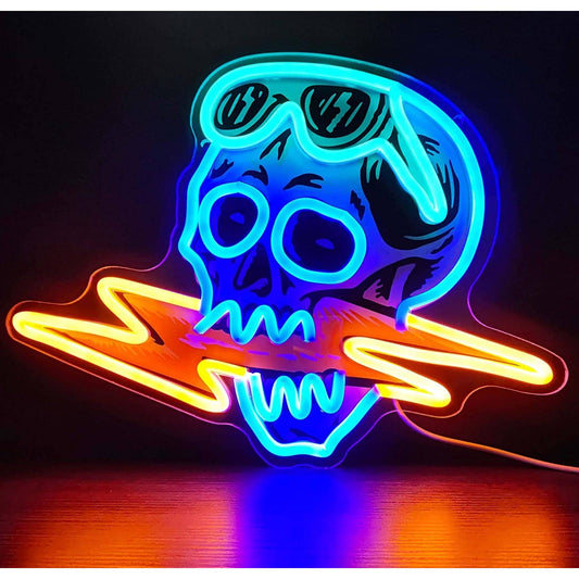 Fun Bright Blue Skull Lighting Sunglasses LED Night Light Room Wall Decoraton