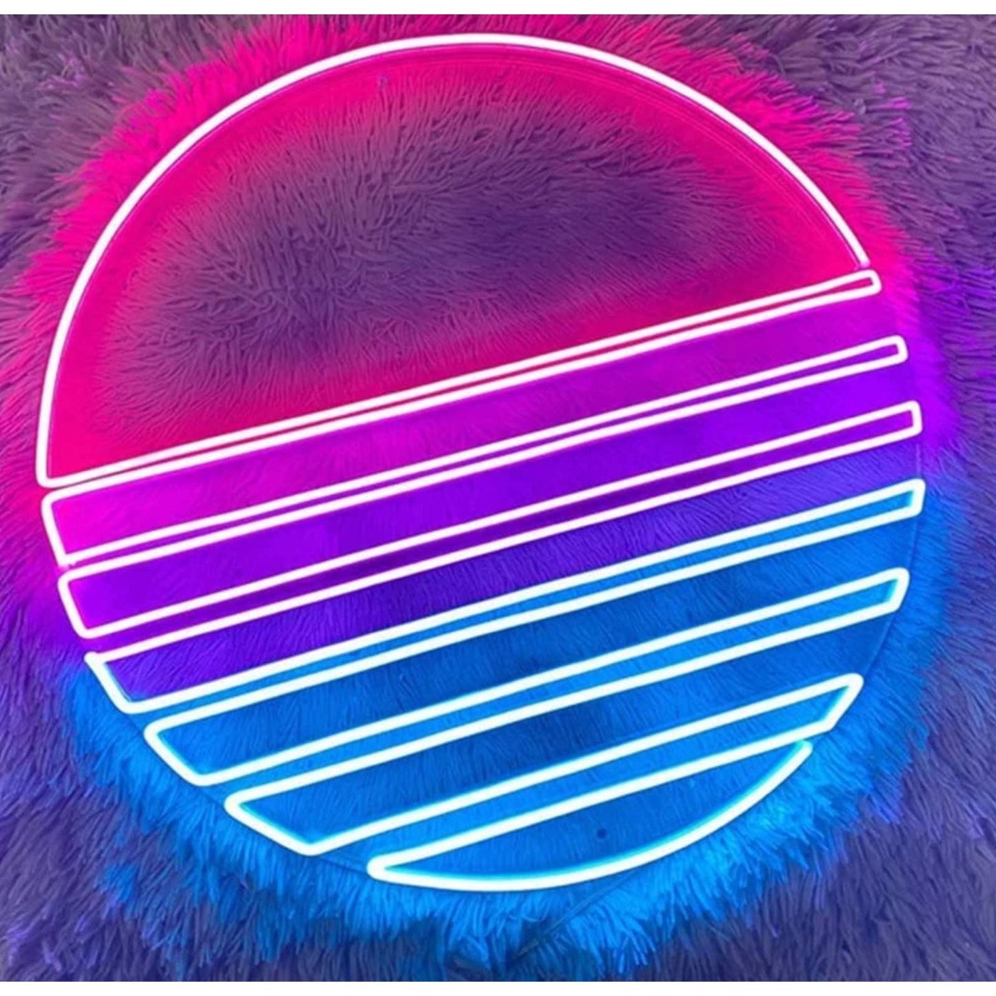 Cool Bright Pink/Purple/Blue  Retro Sun LED Night Light Room Wall Decoration