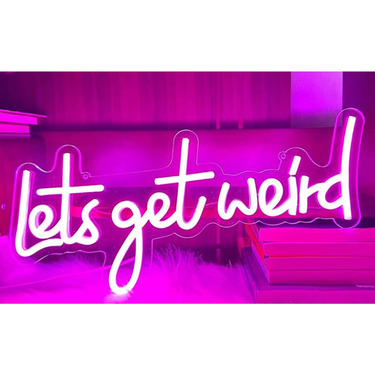 Fun Vivid Bright Pink “Let’s Get Weird” LED Night Light Room Wall Decor