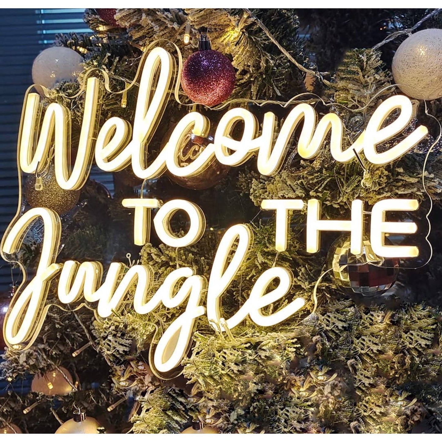 Vivid Bright White “Welcome Come to Jungle” LED Night Light Room Wall Decor