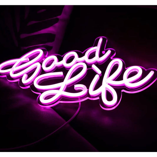 Lovely Bright Pink “Good Life” LED Night Light Room Wall Decoration
