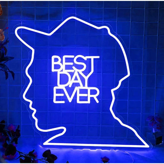 Fun Bright Blue “Best Day Ever” LED Night Light Room Wall Decoration