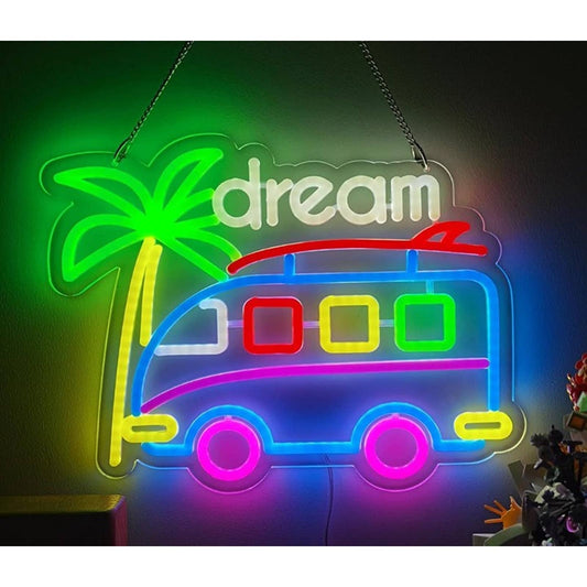 Fun Bright Colorful Beach Van LED Night Light Vacation Party Fun Decor