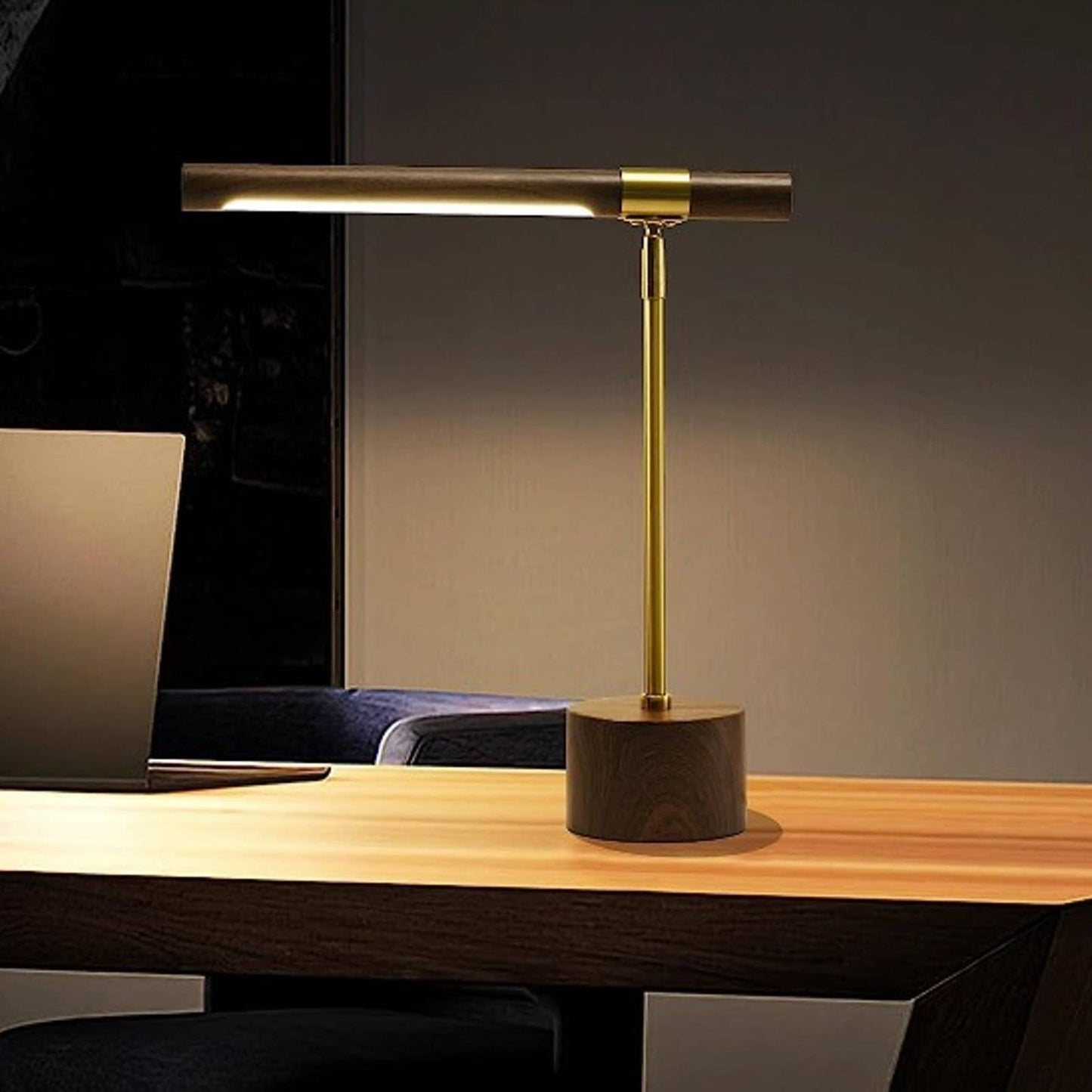 Unique Luxury Designed LED Touch Warm and Cool Light Faux Wood Lamp