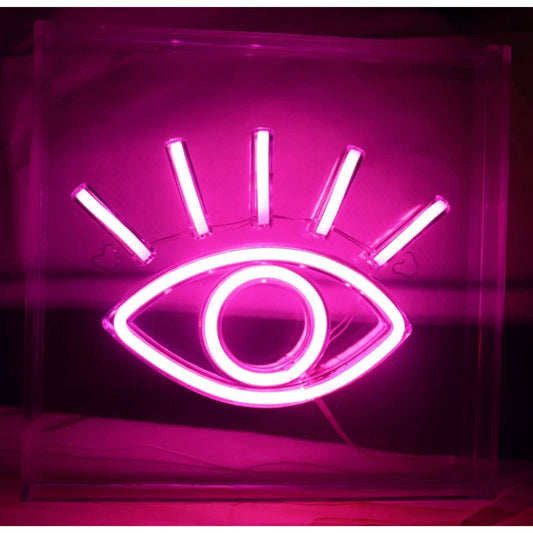 Lovely Bright Pink Eye LED Night Light Box Table Top Lamp Room Decoration