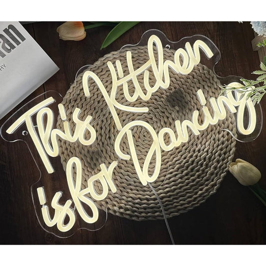 Lovely Fun bright White “This Kitchen is for Dancing” Led Night Light Wall Decor