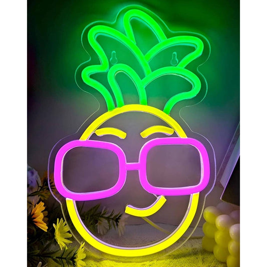 Fun Vivid Bright Colorful Happy Vacation Pineapple LED Night Light Wall Decor