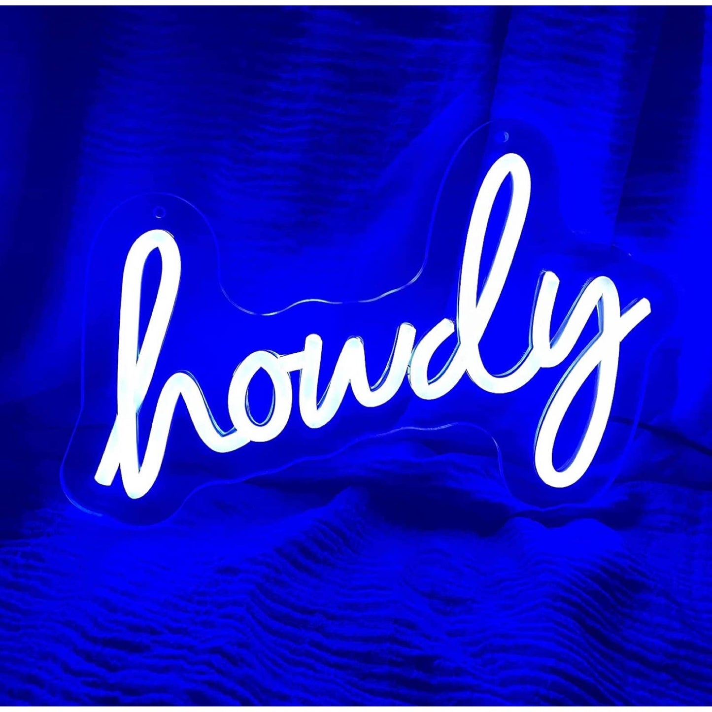 Fun Bright Blue “Howdy” LED Night Light Room Wall Decoration