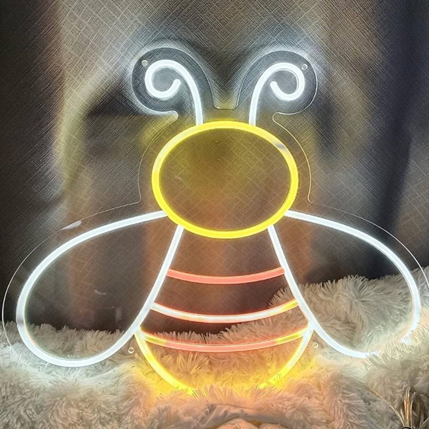 Vivid Bright Curly Antenna Bumble Bee LED Night Light Room Wall Decor