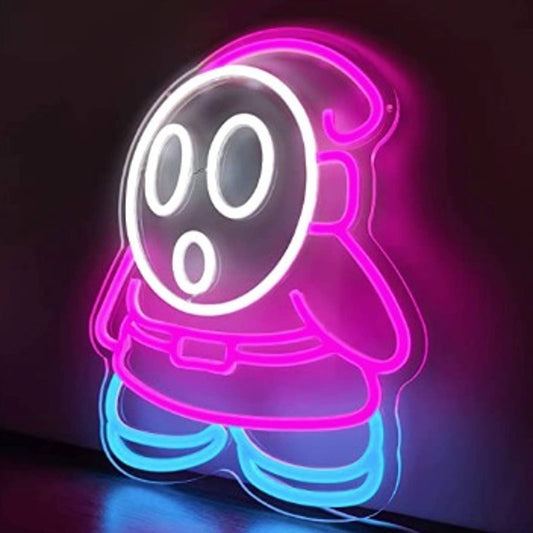 Fun Vivid Bright Pink Shy Guy Super Mario LED Night Light Video Game Decor