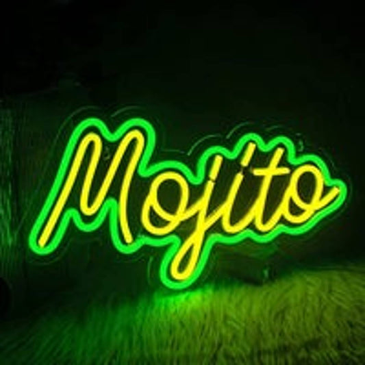 Vivid Bright Green/Yellow Mojito LED Night Light Bar Drink Wall Party Decor
