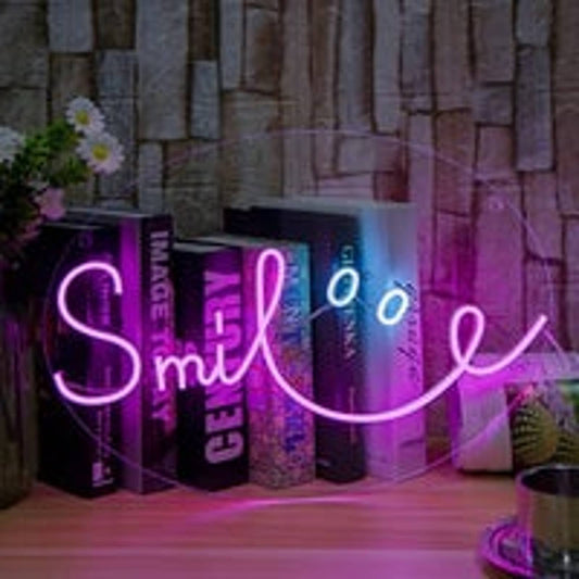 Adorable Bright Pink Smile LED Night Light Room Wall Decoration