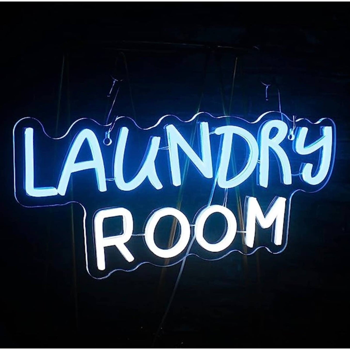 Bright Blue / White Laundry Room LED Night Light Room Wall Decoration