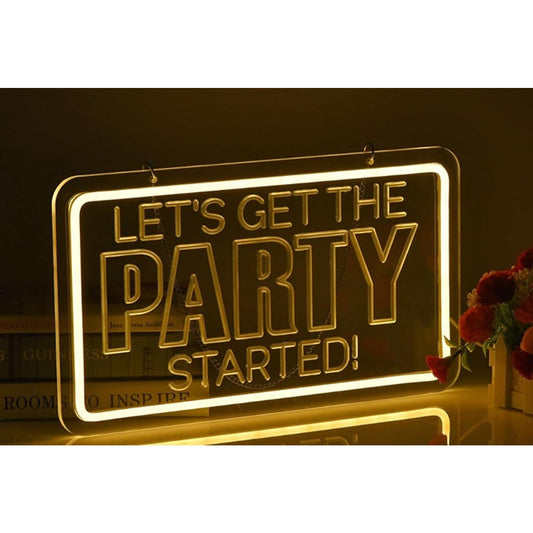 Fun Warm Bright “Let’s Gert the Party Started!” LED Night Light Room Wall Decor