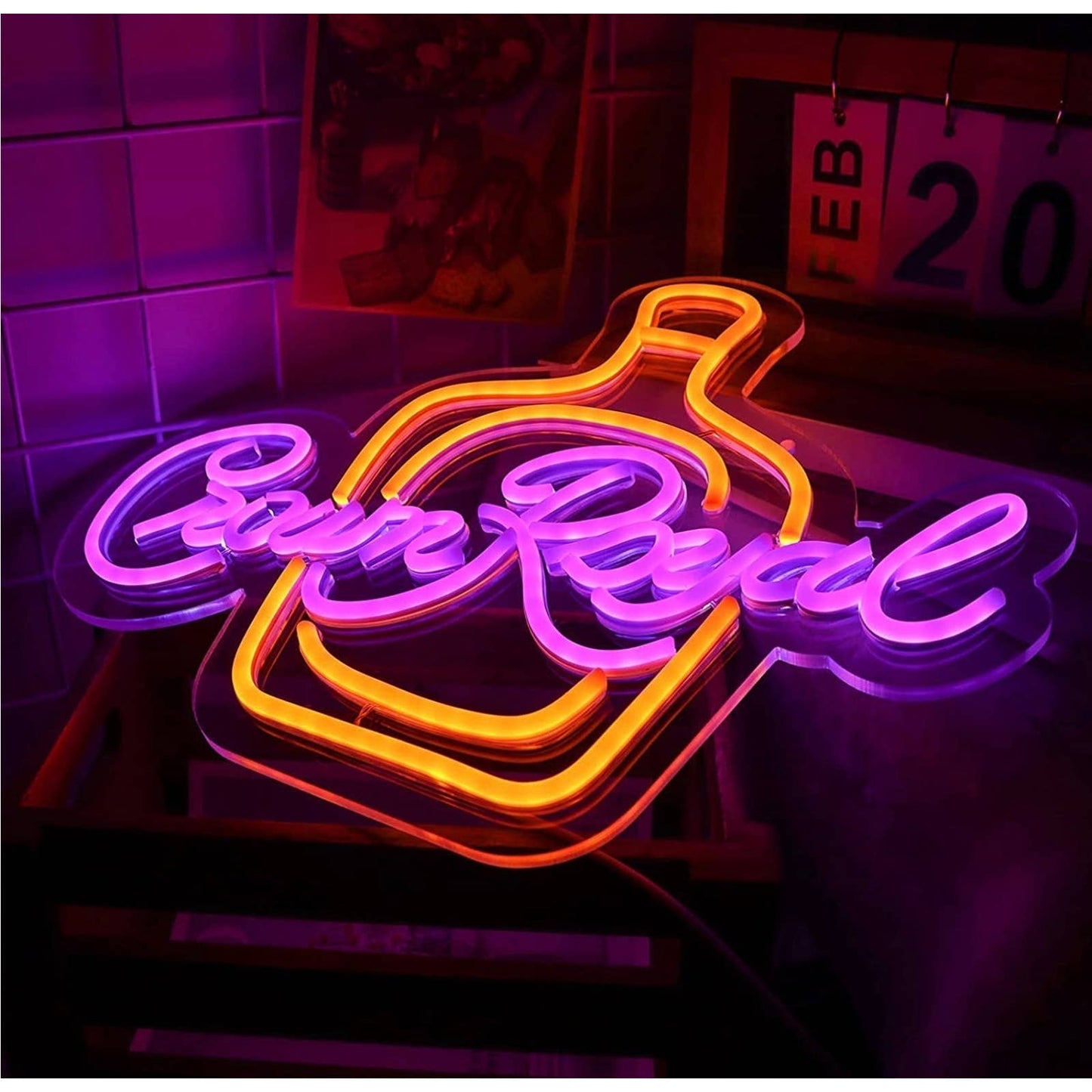Bright Royal Crown Canadian Whisky LED Night Bar Light Room Wall Decor