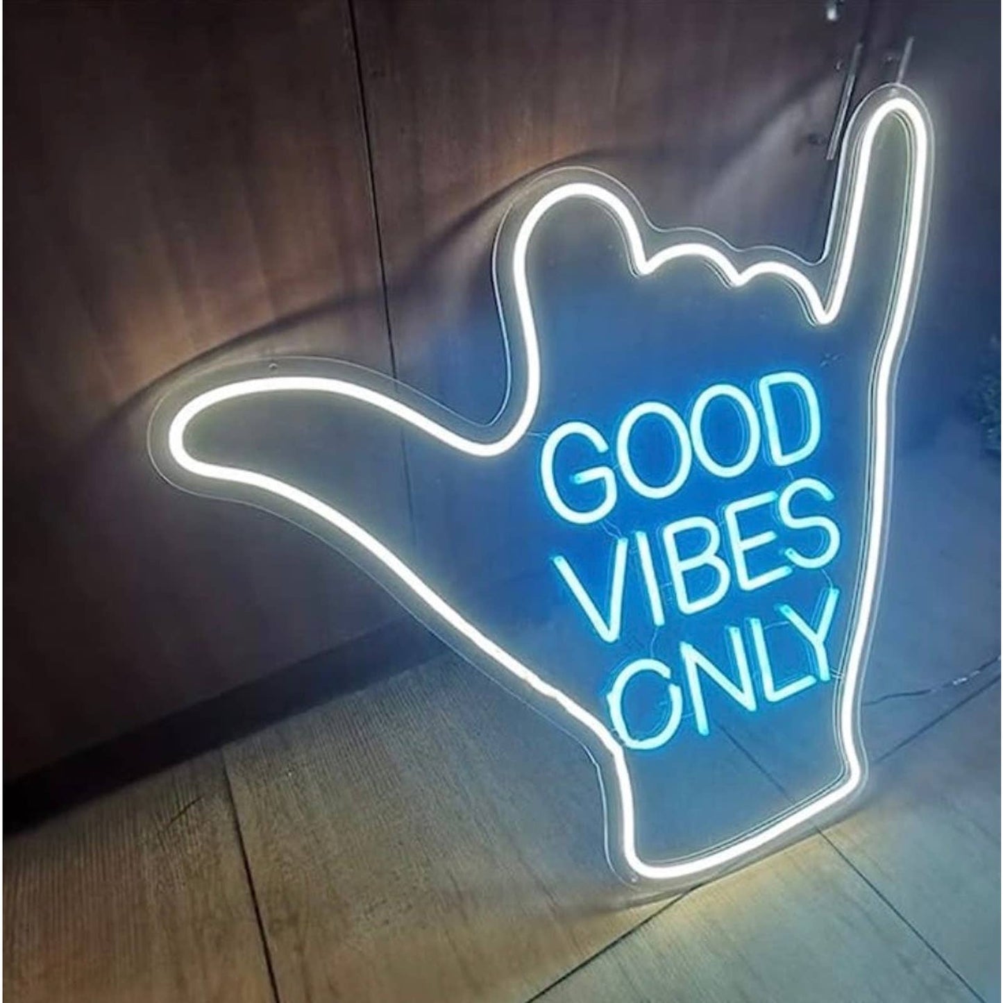 Cool Bright Blue / White Good Vibes Only LED Night Light Room Wall Decoration