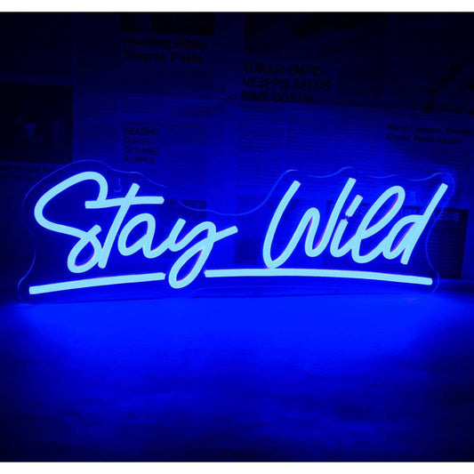 Lovely Bright Deep Blue Stay Wild LED Night Light Room Wall Decoration