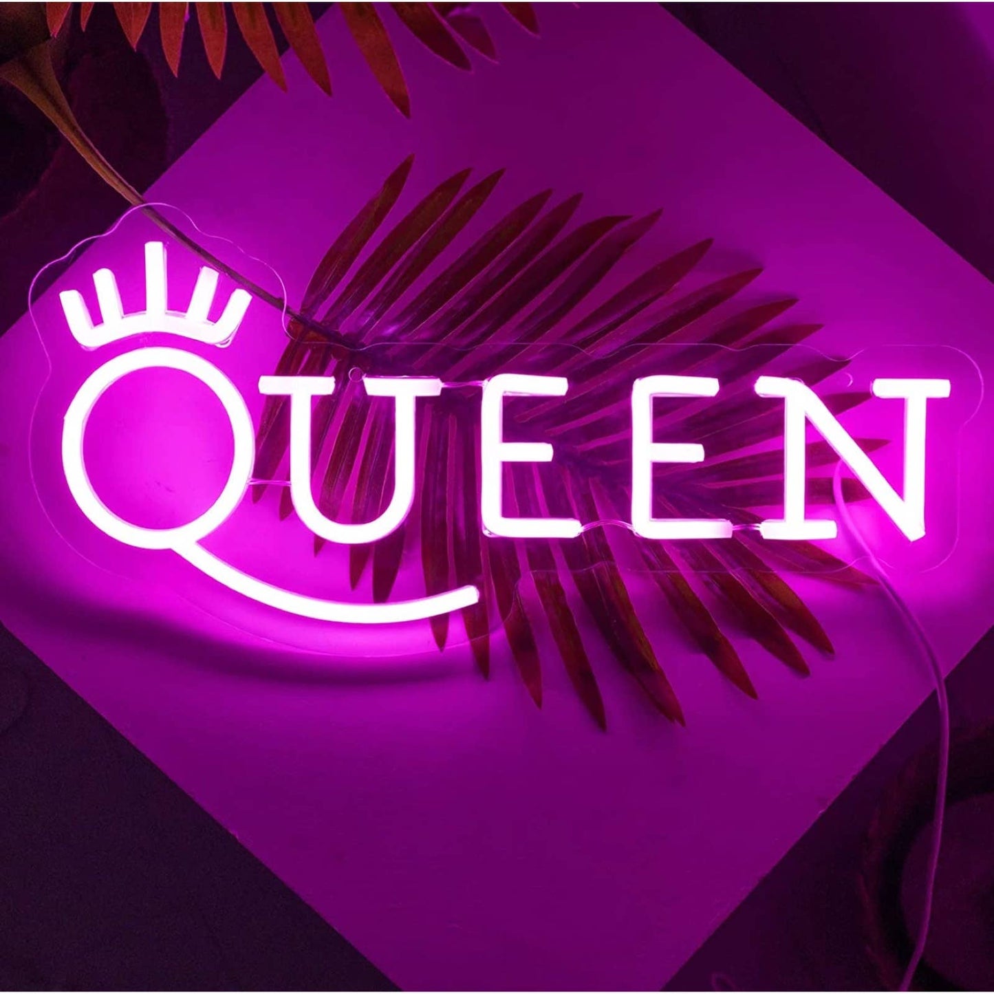 Adorable Bright Pink Glam Queen Crown LED Night Light Room Wall Decoration