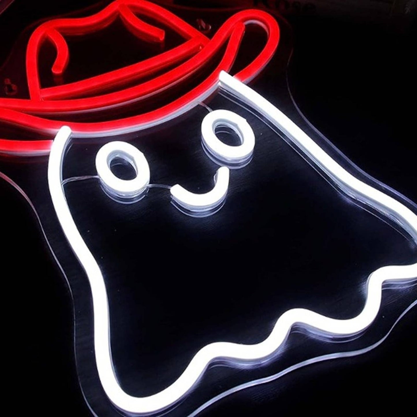 Cute Bright Cowboy Ghost w/ Red Hat LED Night Light Room Wall Decor